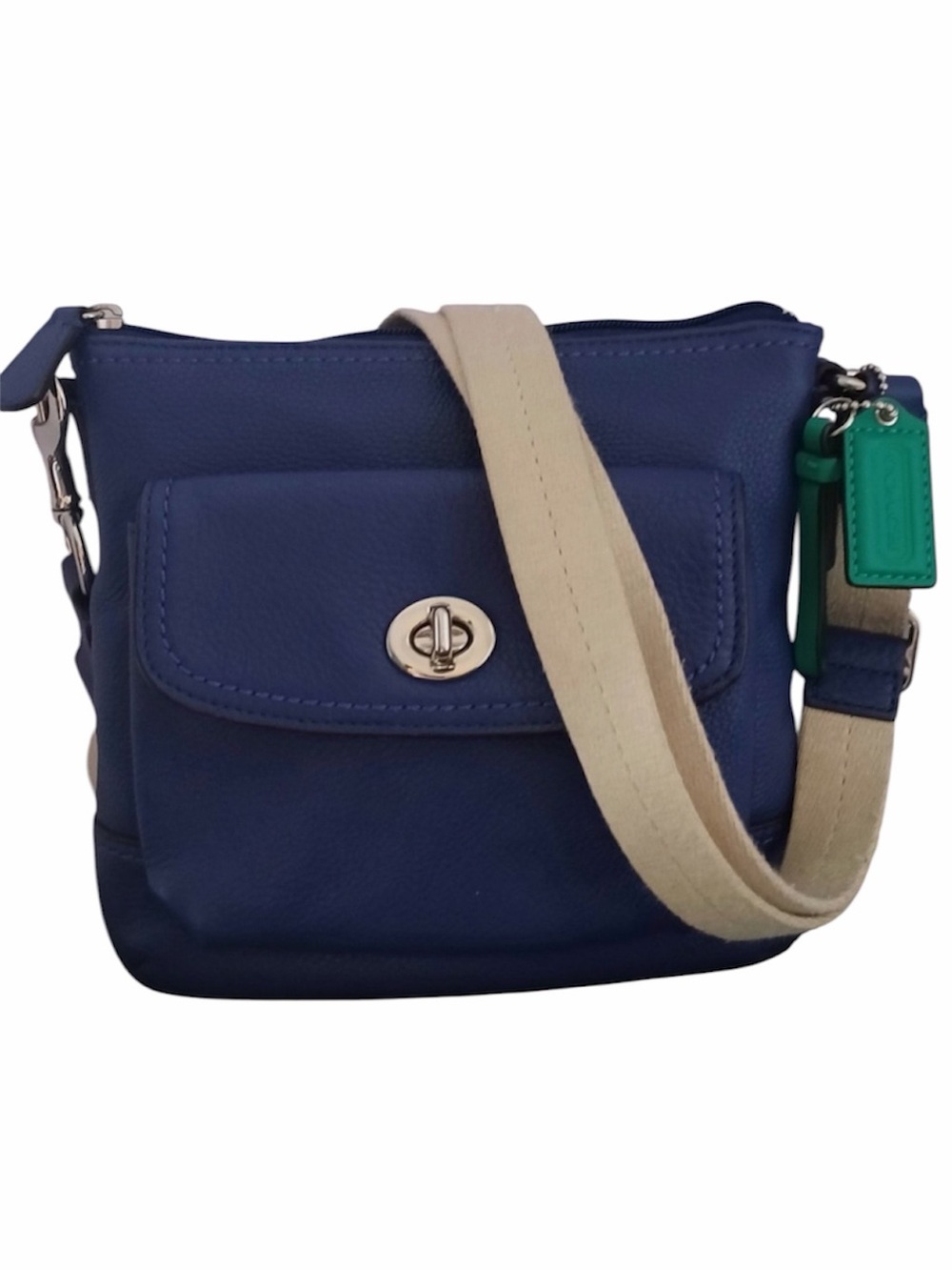 Coach Dark Blue Leather Crossbody Purse with Adjustable Strap